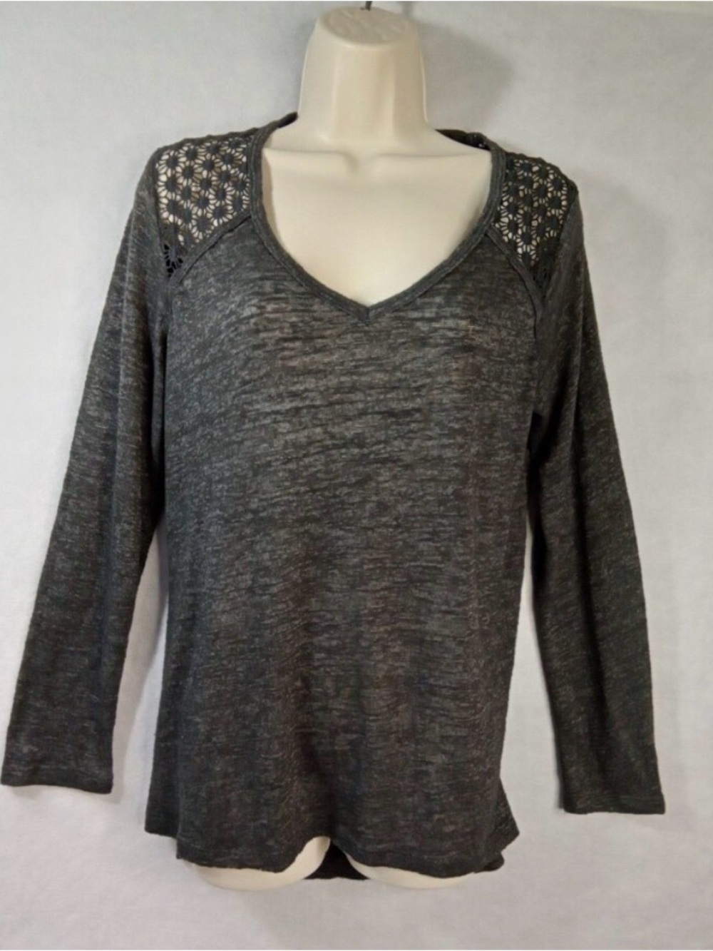 Xhilaration | Charcoal Gray Lace Long Sleeve Top